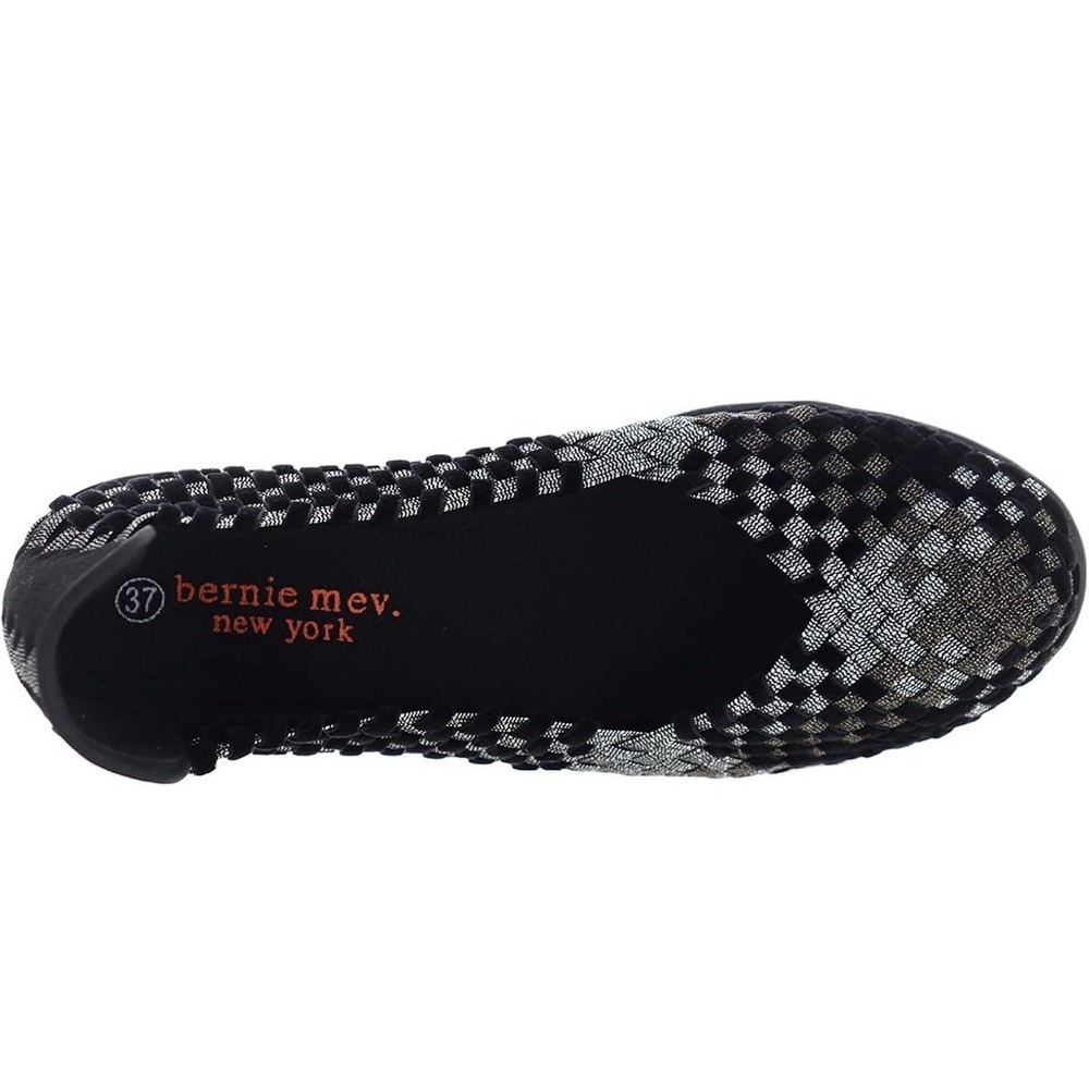 Bernie Mev Catwalk‎ Glam Mix Black Silver Ballet Flat Womens 38 Size 7-7.5 New - Picture 5 of 7